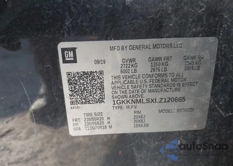 2020 GMC Acadia Fwd Slt z USA, uszkodzony, nr VIN 1GKKNMLSXLZ120665